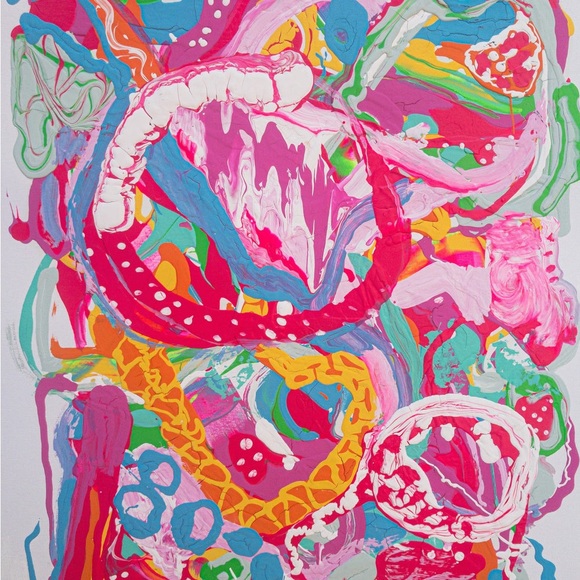 Summer Fling, bright and colorful, medium, original abstract, design painting - Picture 2 of 7